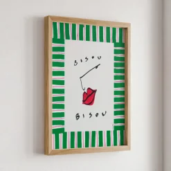 Affiche A3 Bisous Acrylic Edition - Green Striped