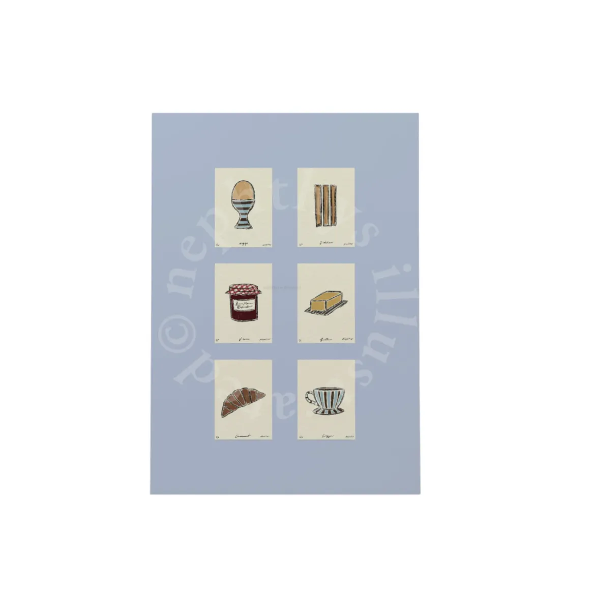 Affiche A3 Breakfast Set - Blue