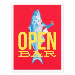 Affiche A3 Open Bar - 29,7 x 42 cm - Rouge