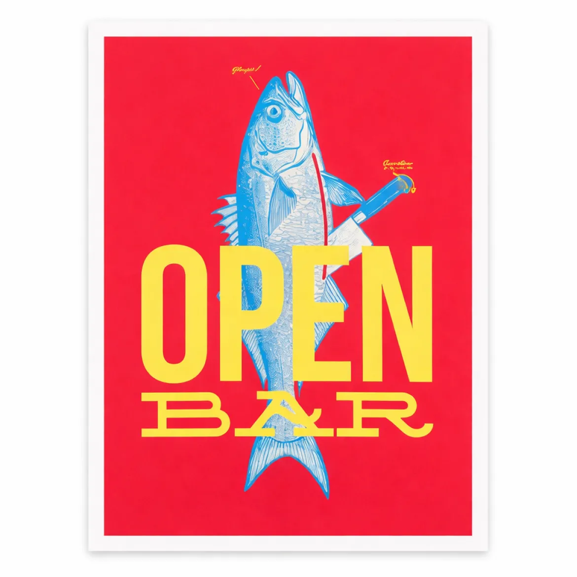 Affiche A3 Open Bar - 29,7 x 42 cm - Rouge