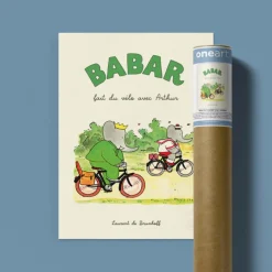 Affiche Babar Babar fait du vélo avec Arthur
