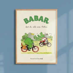 Affiche Babar Babar fait du vélo avec Arthur