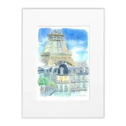 Affiche Claire Morel Fatio N°90 - À l'ombre de la Tour Eiffel - 30 x 40 cm