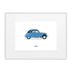 Affiche Le duo Citroen 2CV Bleue - 30 x 40 cm