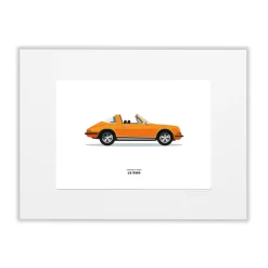 Affiche Le duo Porsche 911 Targa Orange - 30 x 40 cm