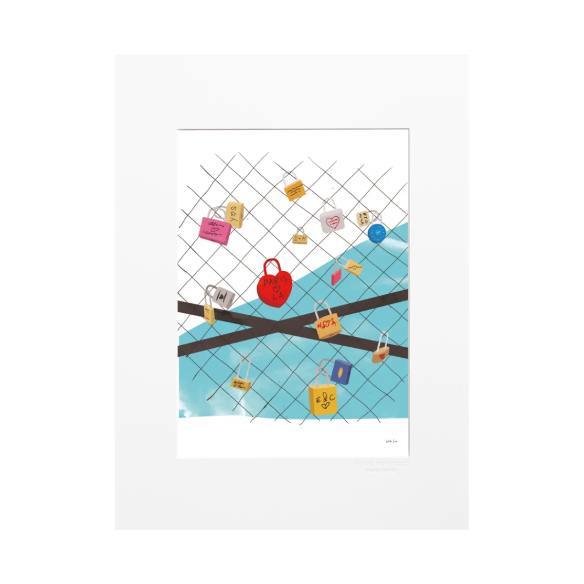 Affiche Paris Love Locks - Why LA? Pourquoi Paris ? - 22 x 22 cm