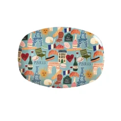 Assiette rectangulaire Melamine - Paris Mon Amour Bleu Clair