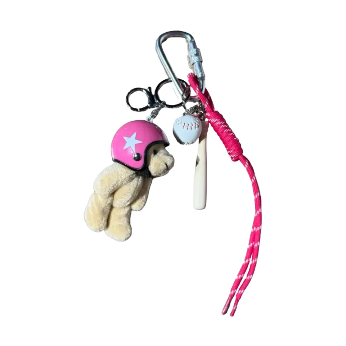 Bijou de sac - Ourson Casque Rose