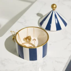Boîte à bijoux Céramique Navy Stripe