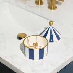 Boîte à bijoux Céramique Navy Stripe