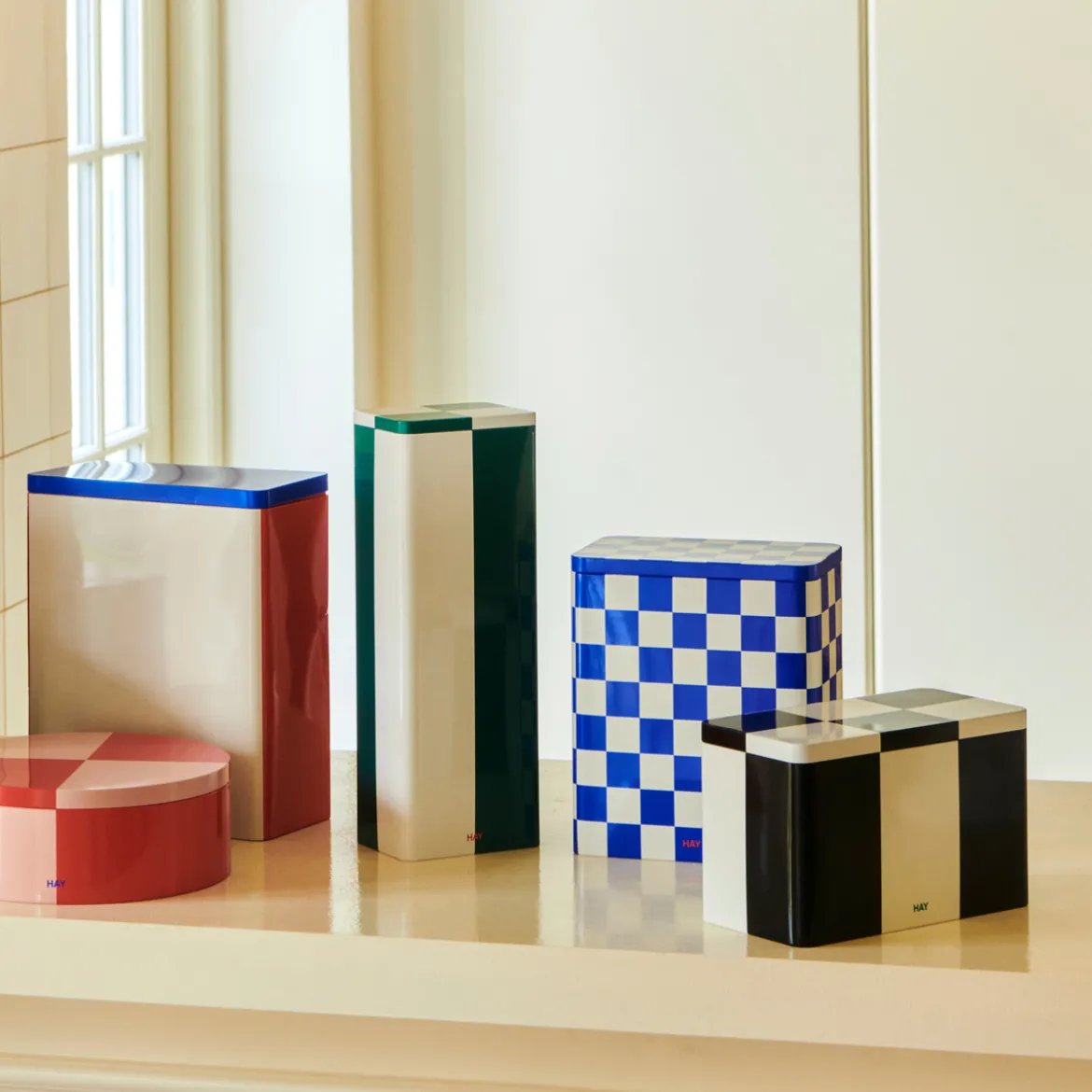 Boîte Tin à carreaux M - Noir & Blanc