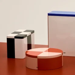Boîte Tin à carreaux M - Noir & Blanc