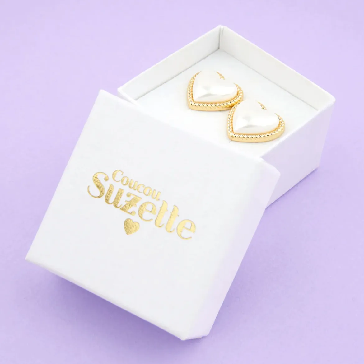 Boucles d'oreilles Coeur en Perle