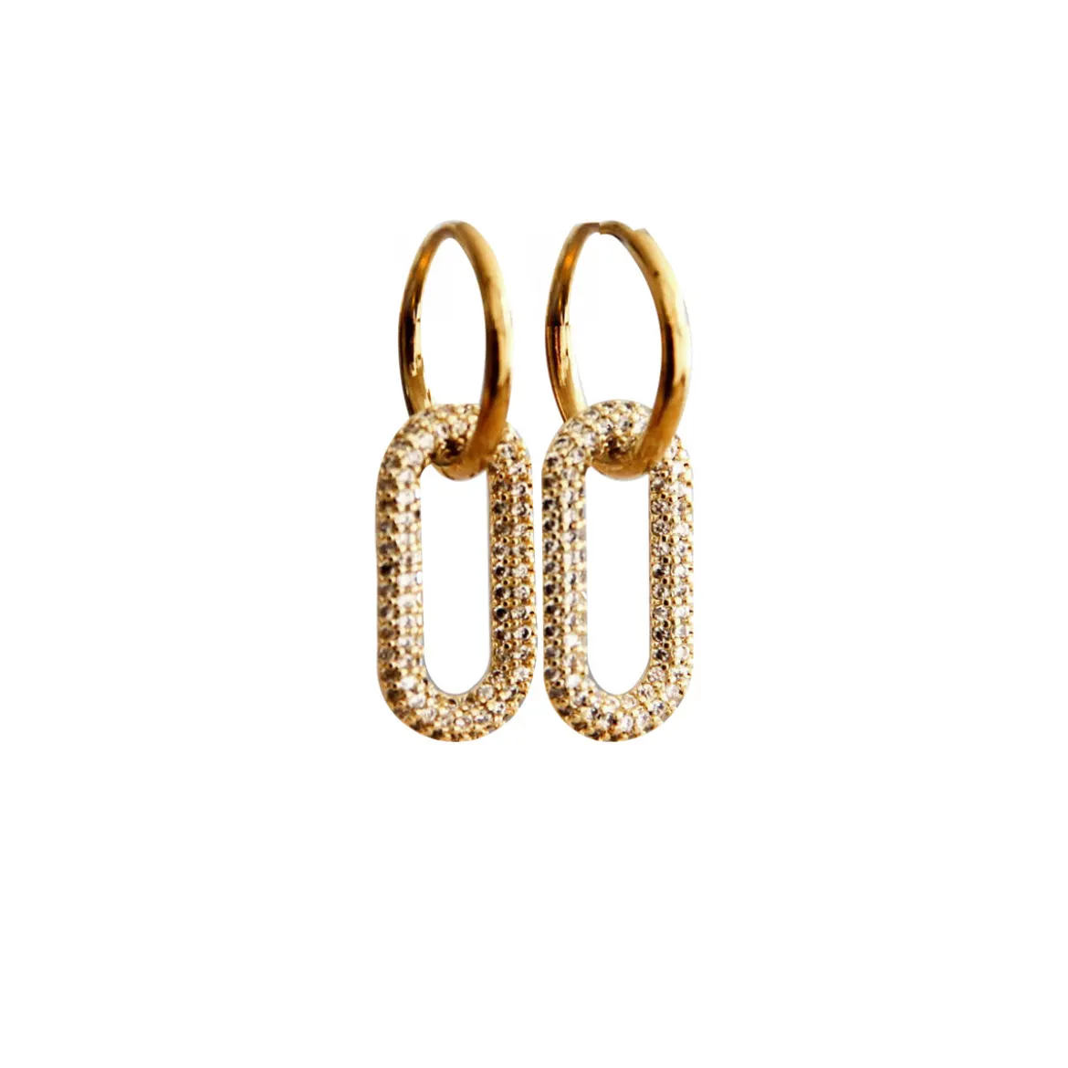 Boucles d'oreilles ovales avec cristaux