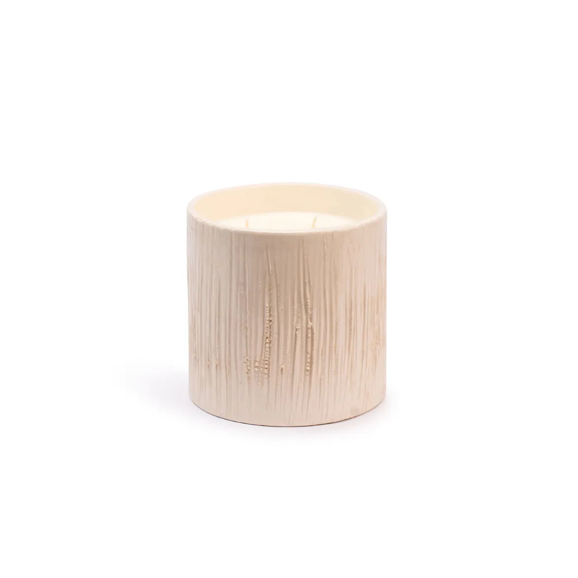 Bougie Céramique Striée Fleur d'Oranger - White