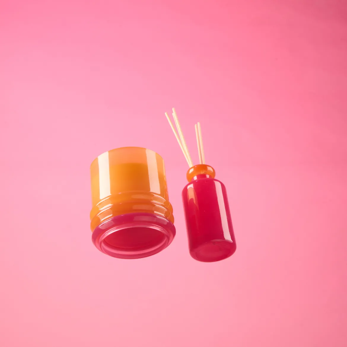 Bougie Stacked Orange and Hot Pink - Infrared Mango