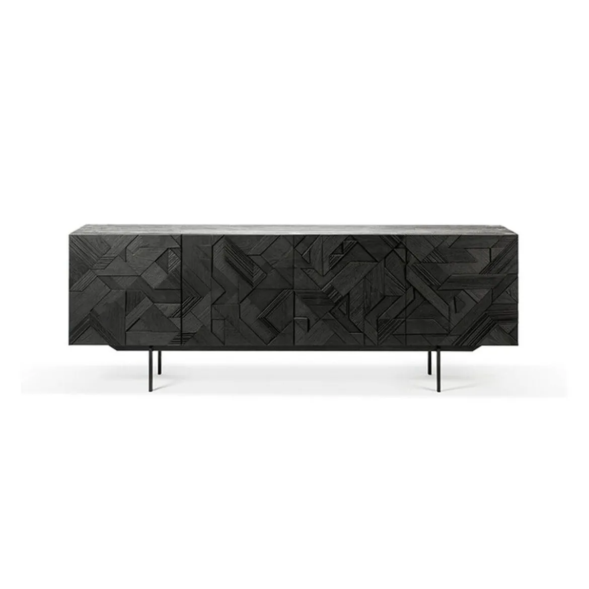 Buffet Graphic en teck verni - 4 portes
