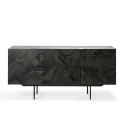 Buffet Graphic en teck verni - 3 portes