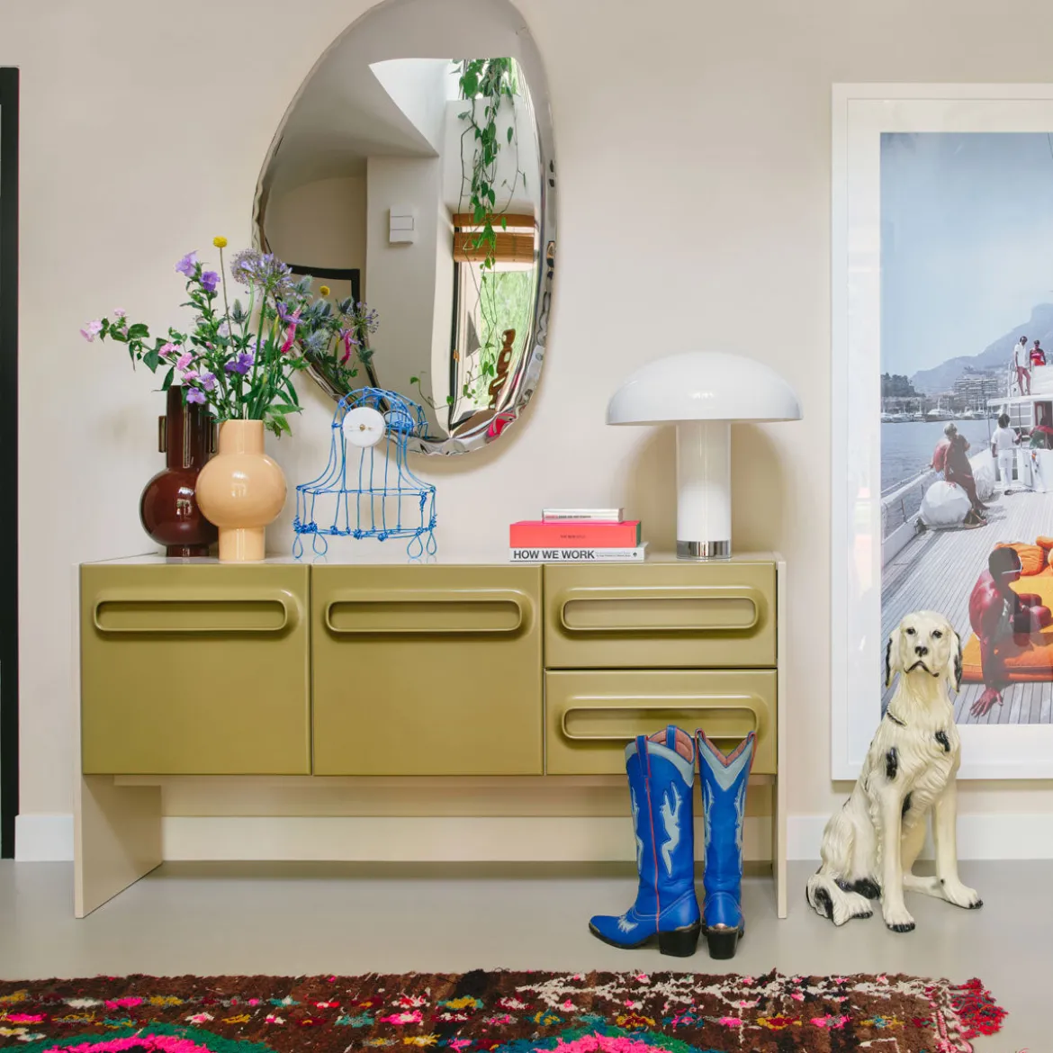Buffet Space Dresser - 160 x 42 x 80 cm - Sage & Cream