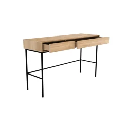 Bureau Whitebird en chêne verni - 2 Tiroirs