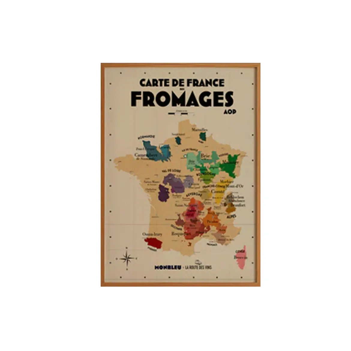 Carte de France des fromages AOP - 30 x 40 cm - Ecru