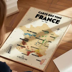 Carte des Vignobles Français - 30 x 40 cm - Ecru