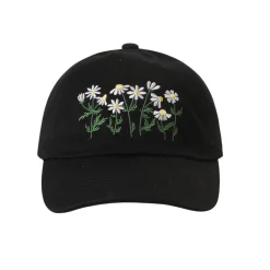 Casquette Baseball Brodée Daisy Bloom - Noir