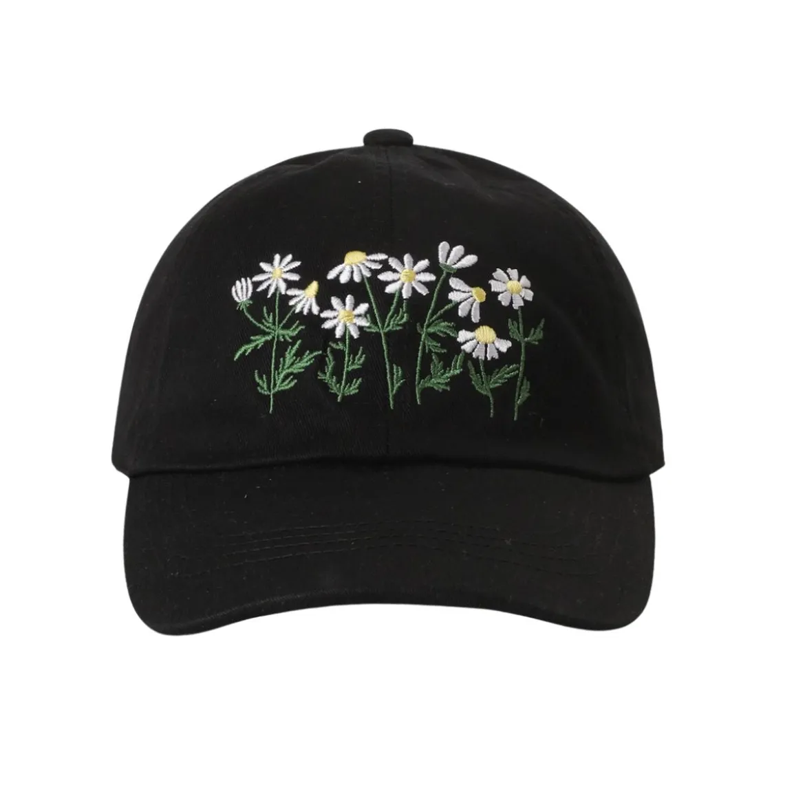 Casquette Baseball Brodée Daisy Bloom - Noir