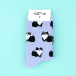 Chaussettes Chat Noir & Blanc - Violet