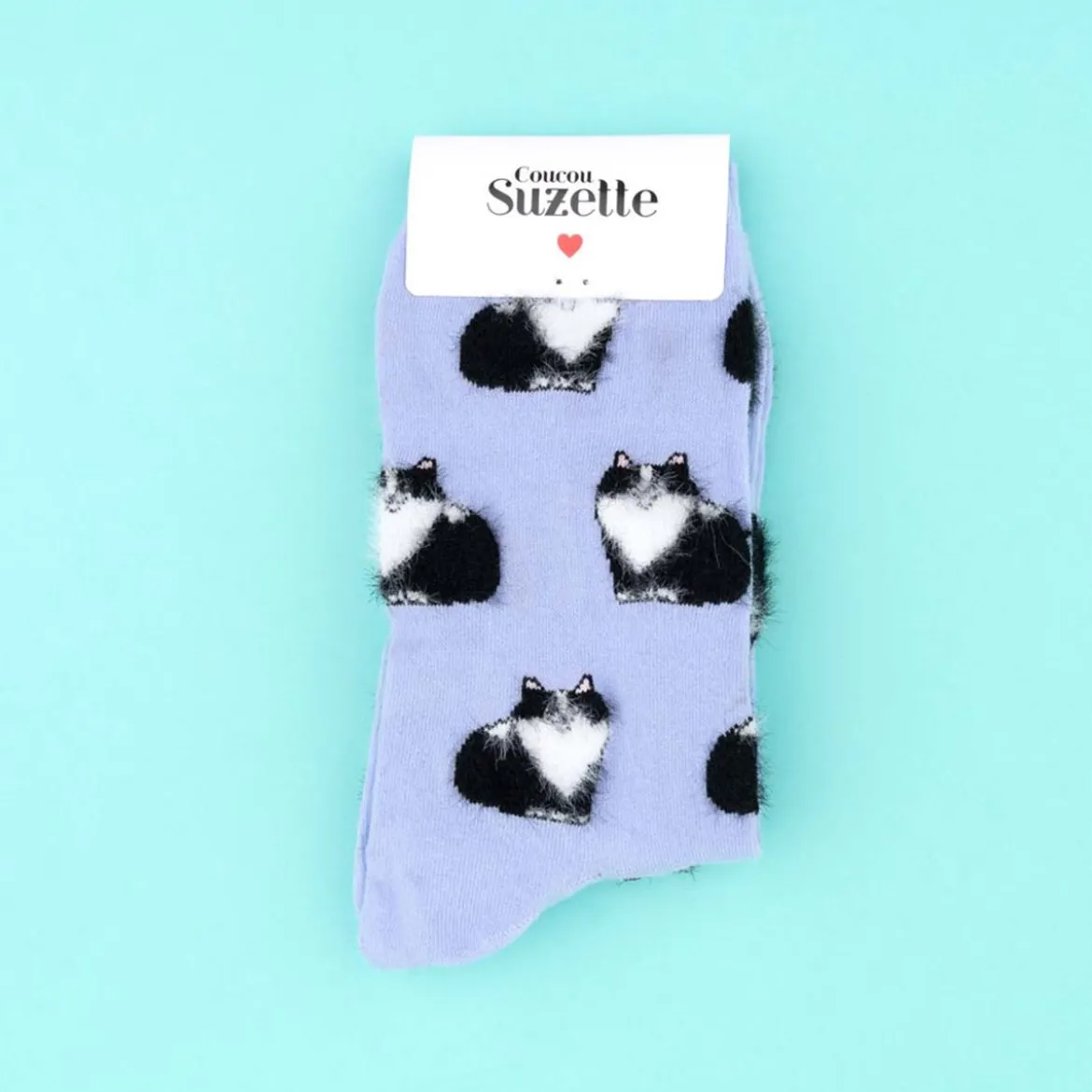 Chaussettes Chat Noir & Blanc - Violet