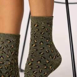 Chaussettes Coton Peigné - Léopard Kaki