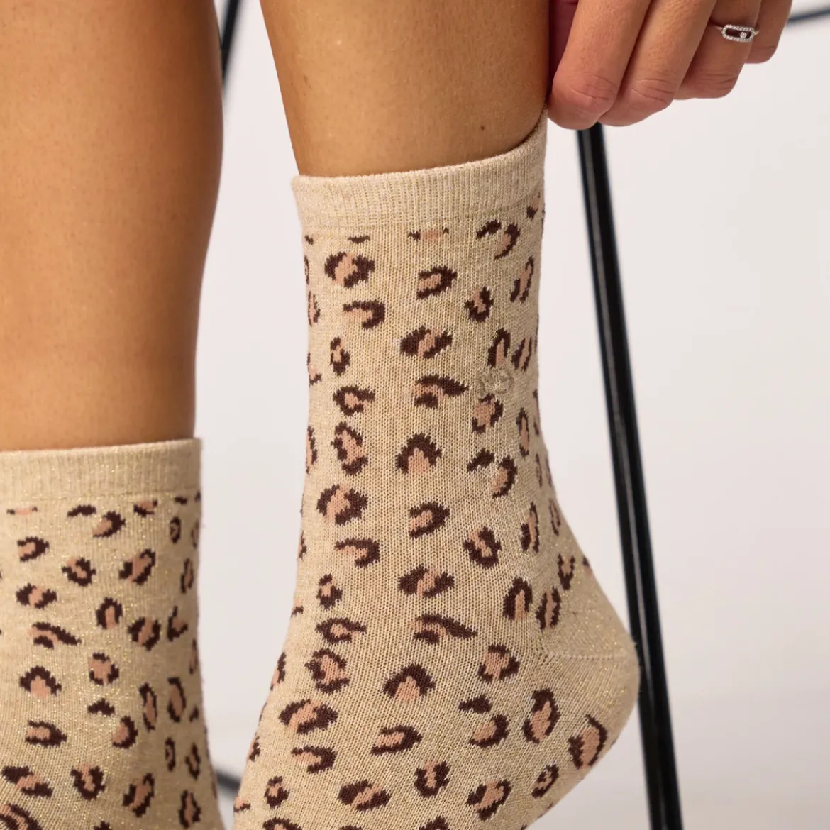 Chaussettes Coton Peigné - Léopard Beige