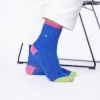 Chaussettes Coton Peigné Vintage - Bleu électrique