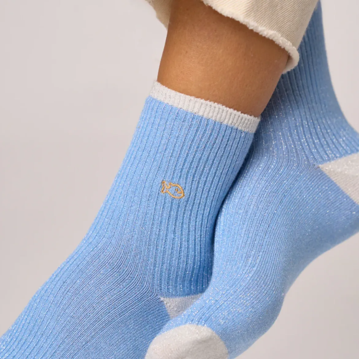 Chaussettes Coton Peigné Vintage - Bleu