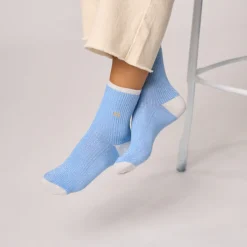 Chaussettes Coton Peigné Vintage - Bleu