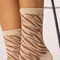 Chaussettes Coton Peigné - Zèbre Beige