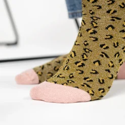 Chaussettes Léopard Pailletées - Vert Olive