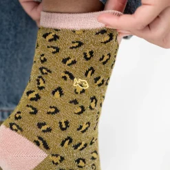 Chaussettes Léopard Pailletées - Vert Olive