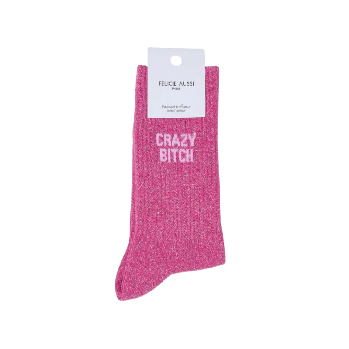 Chaussettes Paillettes Crazy Bitch 36/40 - Rose