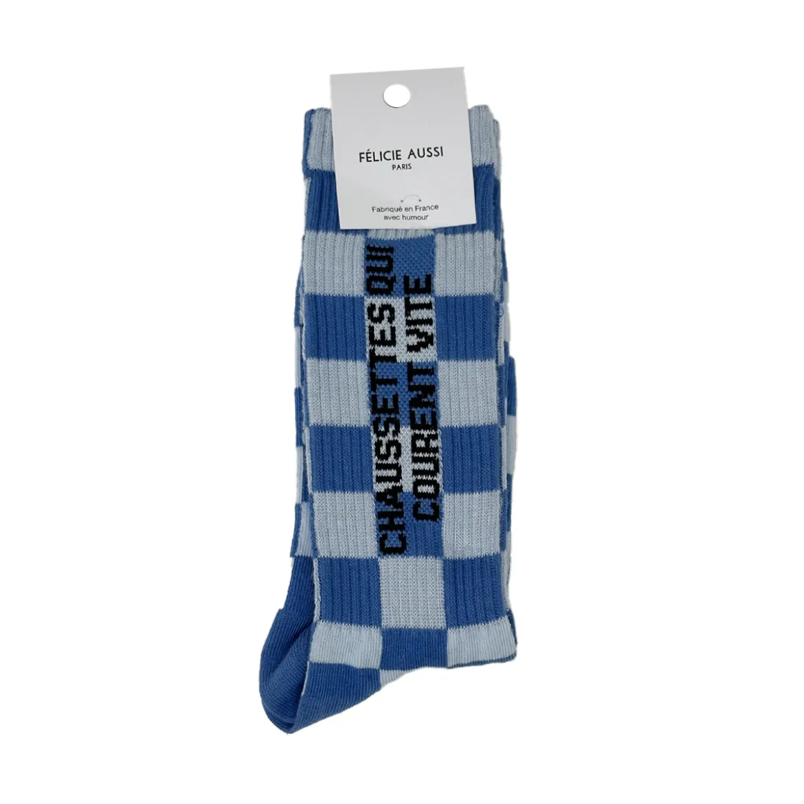 Chaussettes Qui Courent Vite 40/45 - Damier Bleu