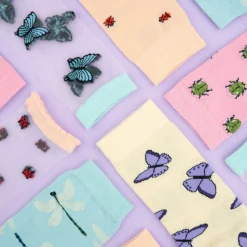 Chaussettes Transparentes Papillon - Bleu