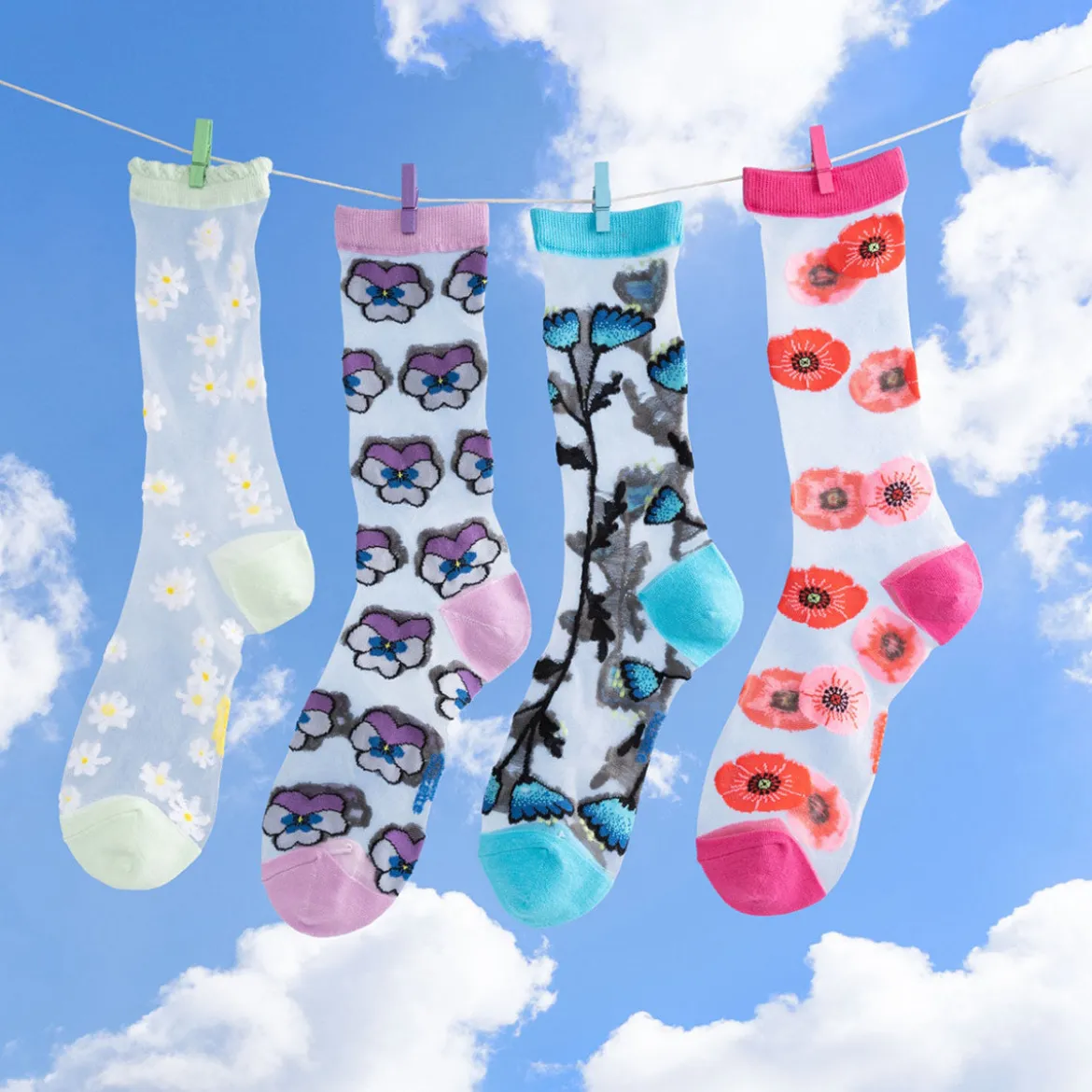 Chaussettes Transparentes 35/40 - Pâquerettes