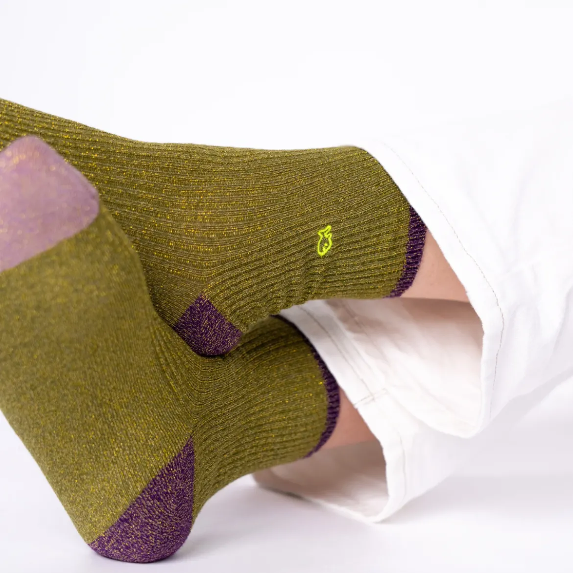 Chaussettes Unies Coton Peigné - Olive