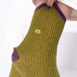 Chaussettes Unies Coton Peigné - Olive
