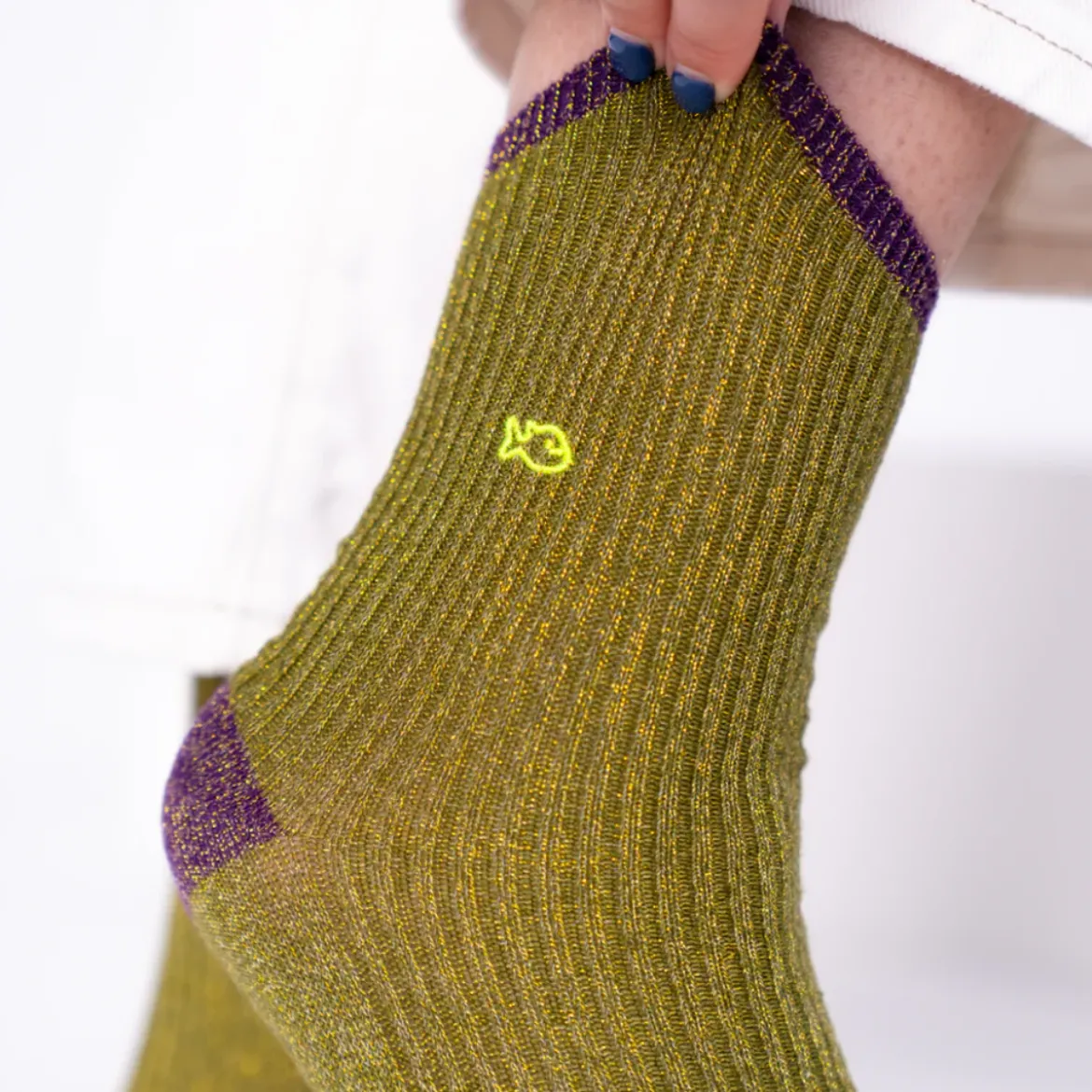 Chaussettes Unies Coton Peigné - Olive