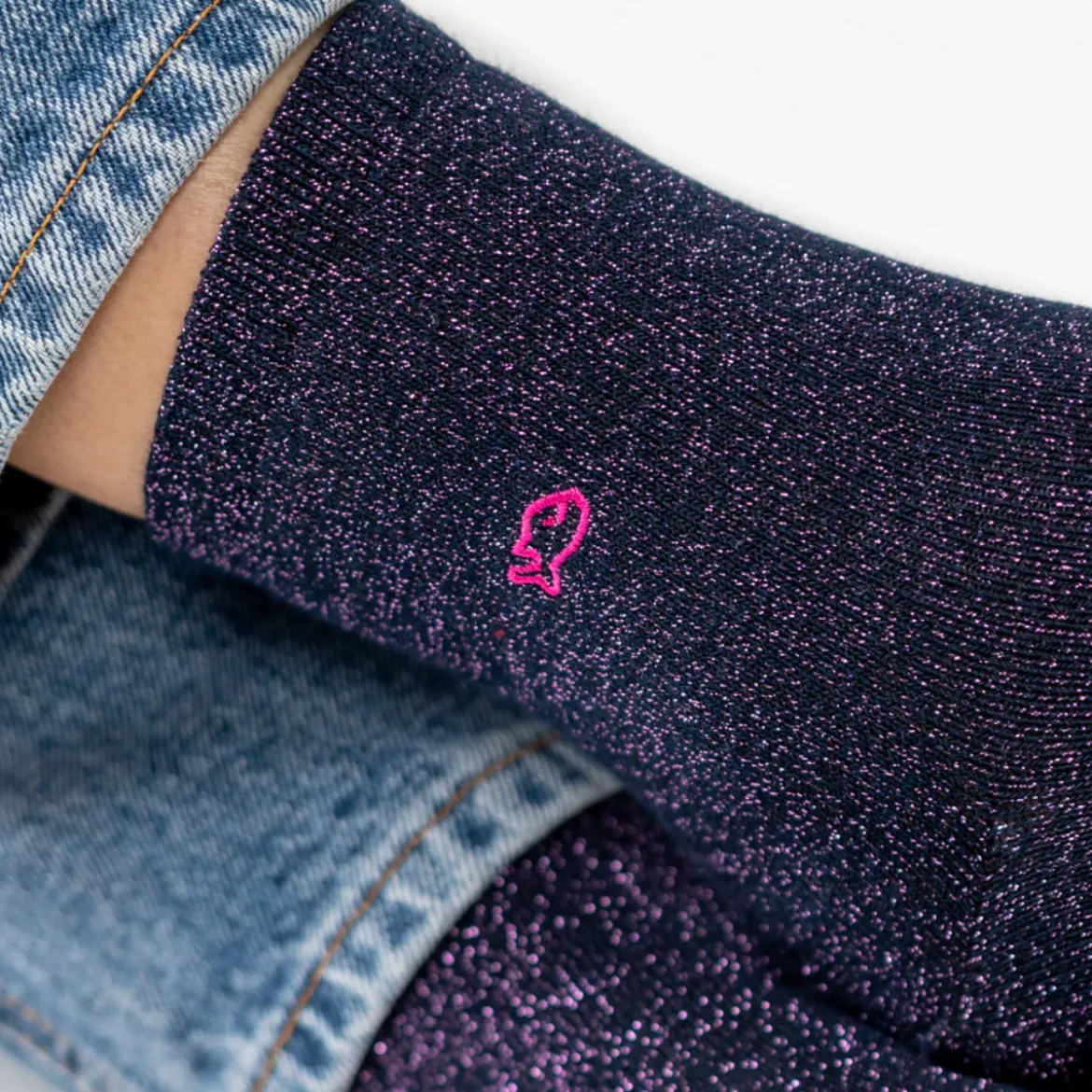 Chaussettes Unies Pailletées - Marine