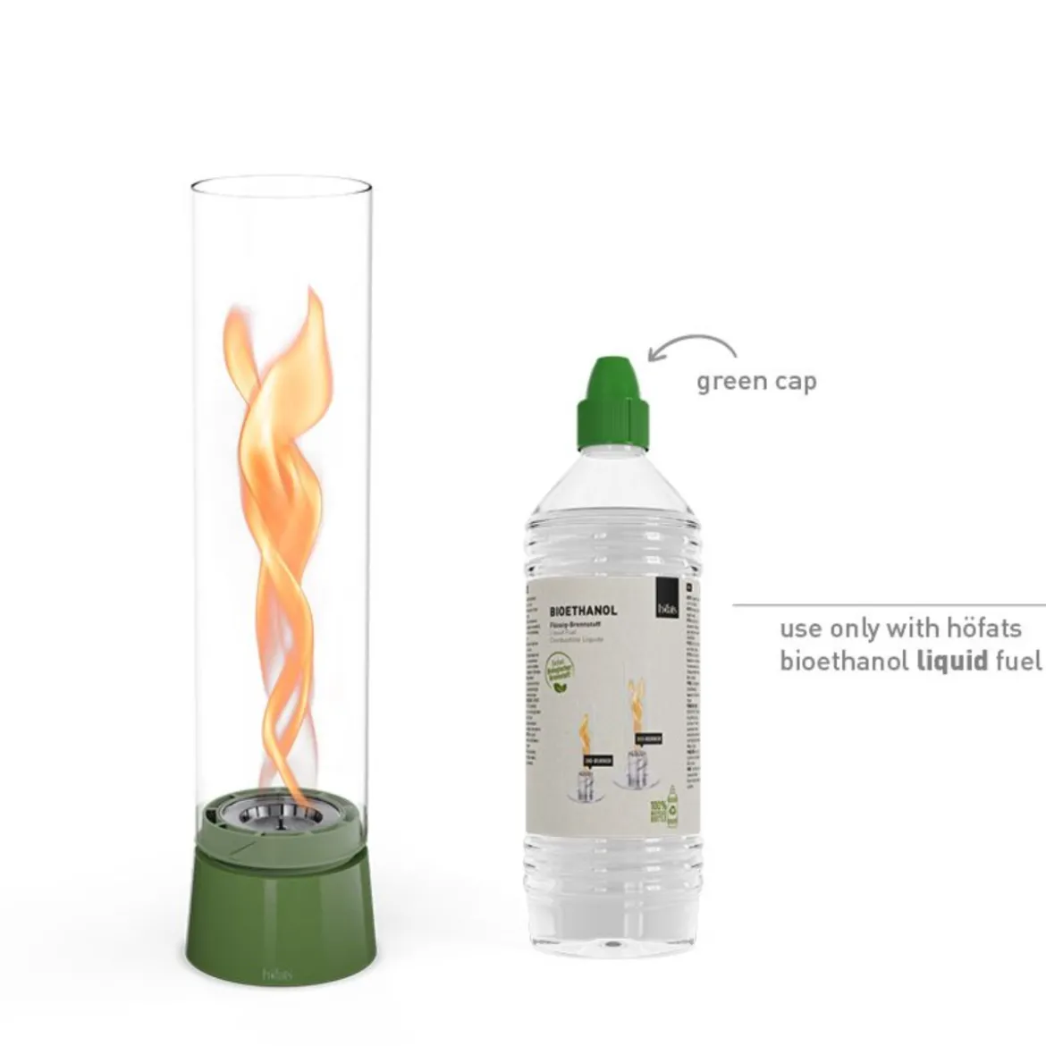 Cheminée / Feu de table Spin Air 900 - Ø 10.6 x 40.5 cm - Émail Vert