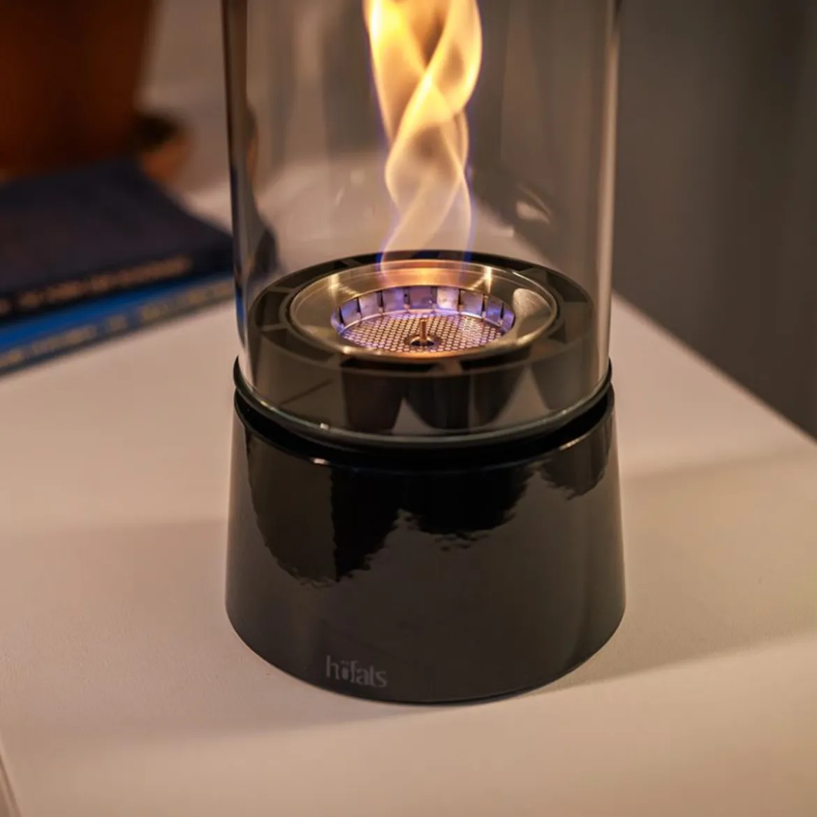 Cheminée / Feu de table Spin Air 900 - Ø 10.6 x 40.5 cm - Émail Noir