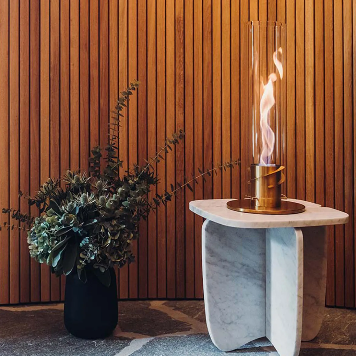 Cheminée / Feu de table Spin 120 - Ø 23 x 54 cm - Or