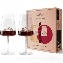 Coffret 2 Verres à vin topographic Mont Blanc & Everest